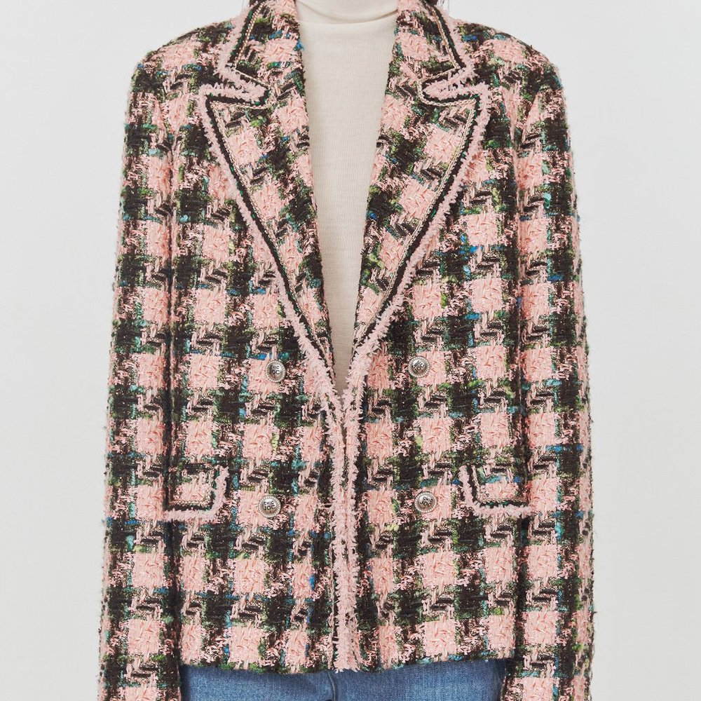 CHICJOC Women The European Double-Breasted Tweed Blazer size 38